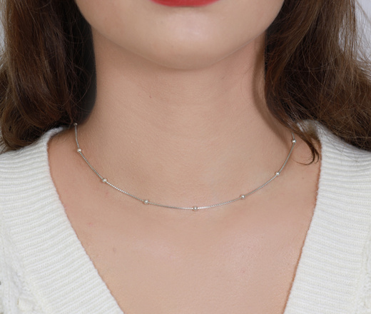 1582/6 Łańcuszek srebrny p. 925 kostka z kuleczkami