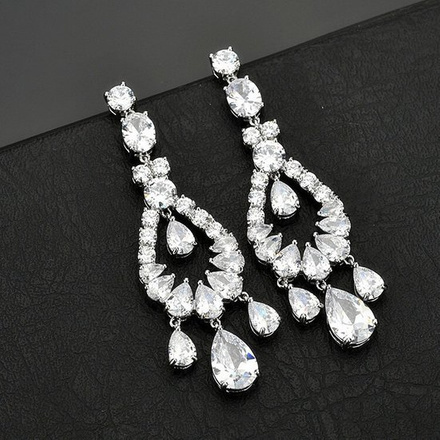 Kol 599/969 Kolczyki na ślub, długie z cyrkoniami