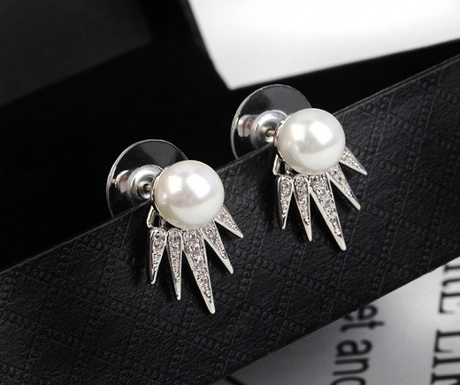 KOL 599/877 KOLCZYKI srebrne wysadzane cyrkoniami z perłą