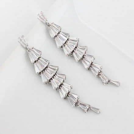 Kol 599/720 KOLCZYKI ślubne,długie z cyrkoniami, piękne,srebrne