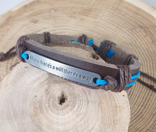 BR643 BRANSOLETKA MĘSKA Z GRAWEREM SKÓRA