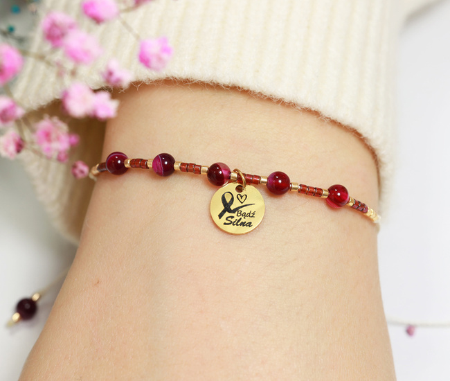 Bransoletka stalowa amazonka miesiąc świadomości raka piersi 1624/3