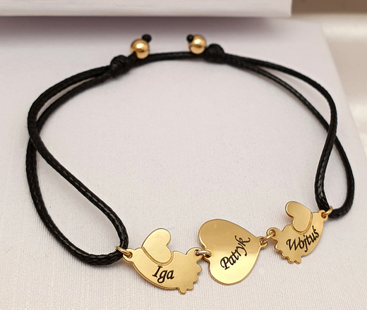 1241 bransoletka z grawerem srebro pozłacane serce stopki