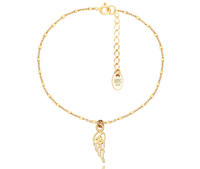 1380 bransoletka srebrna 925 pozłacana z piórkiem