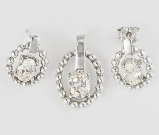 480/251 komplet srebrny z błyszczącymi cyrkoniami