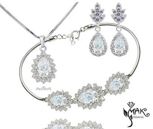 Kpl887 komplet ślubny, biżuteria ślubna z cyrkoniami b599/812 k805/5 n599/814