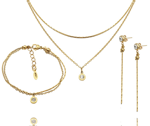 elegancki komplet złocony z cyrkonią 1853