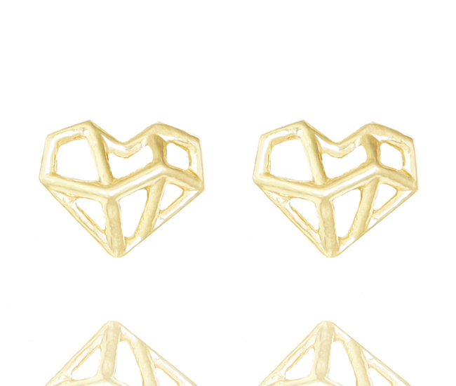 1384/13 Kolczyki srebrne 925 pozłacane serce ażurowe