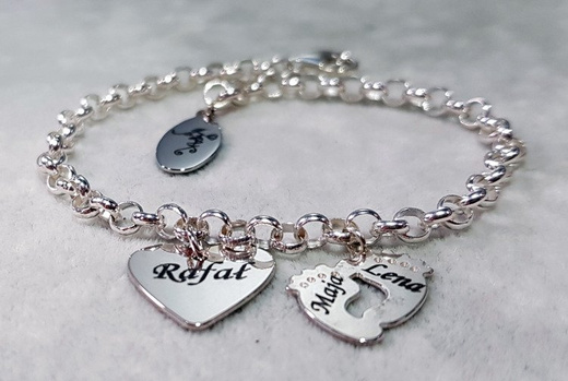 BR818 stópki serce BRANSOLETKA z GRAWERUNKIEM laser