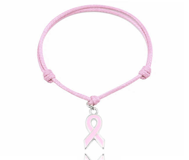 1554 bransoletka różowa wstążka amazonka