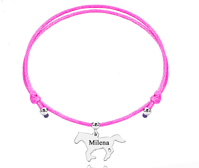 1636/1 bransoletka personalizowana srebro 925 na sznurku konik