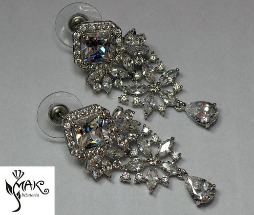 Kol 655/14 KOLCZYKI ślubne, cyrkonie długie