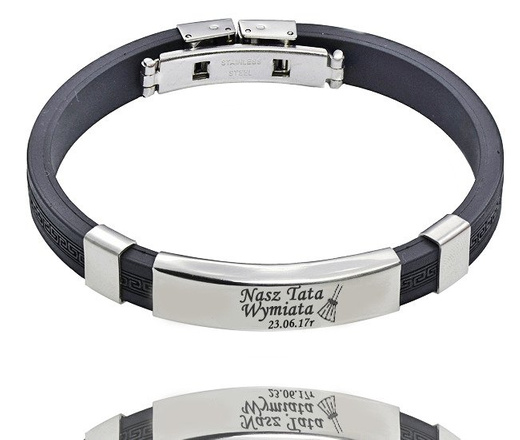 475 BRANSOLETKA Z GRAWEREM męska stalowa personalizowana grecki wzór