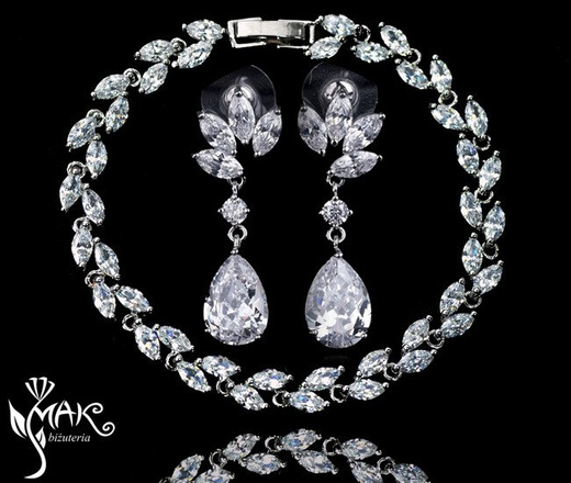 Kpl702 komplet ślubny, biżuteria ślubna z cyrkoniami k686/10 b599/424