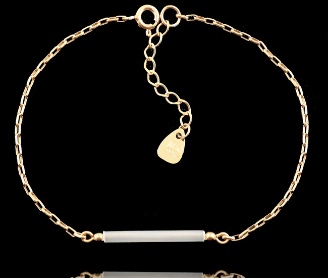 1524 bransoletka srebrna 925 pozłacana z szklanymi koralikami