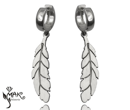 NK956 NASZYJNIK piórko 100% SREBRO 925 grawer agat zielony