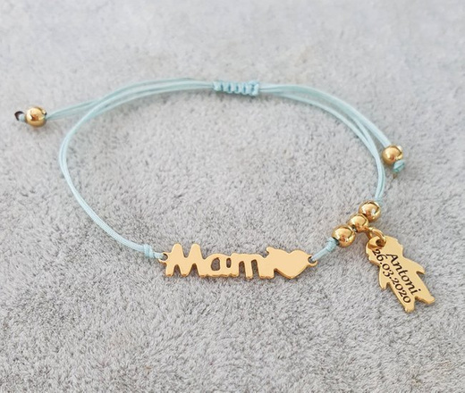 1274/4 bransoletka srebro 925 pozłacane Mami dla mamy z grawerem
