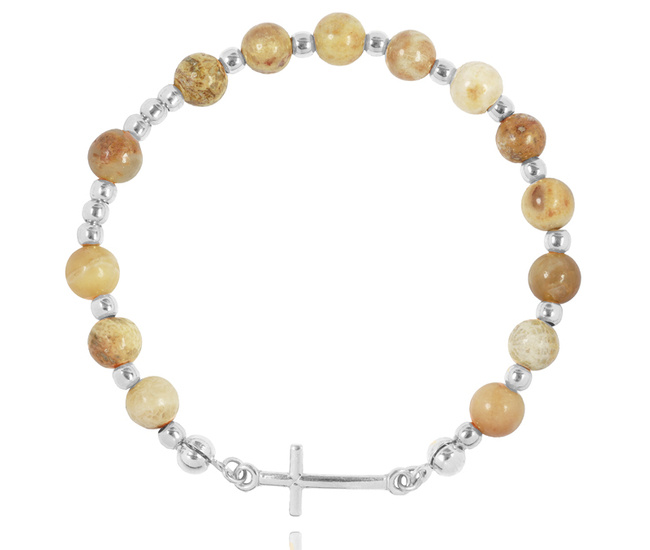 1627/3 bransoletka różaniec srebro 925 z chryzantemy