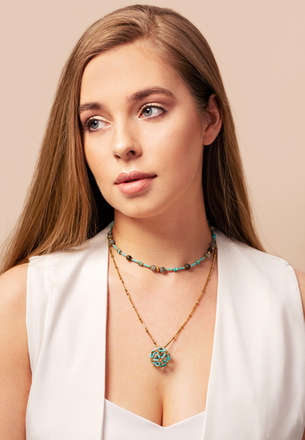 1373/5 naszyjnik srebrny 925 pozłacany turkus