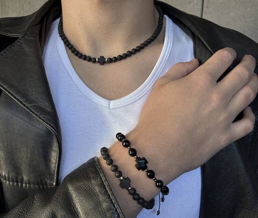 1722/9 bransoletka różaniec męska kamienie naturalne