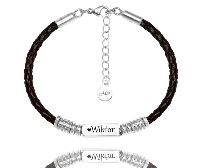 1707/9 bransoletka z grawerem na rzemyku