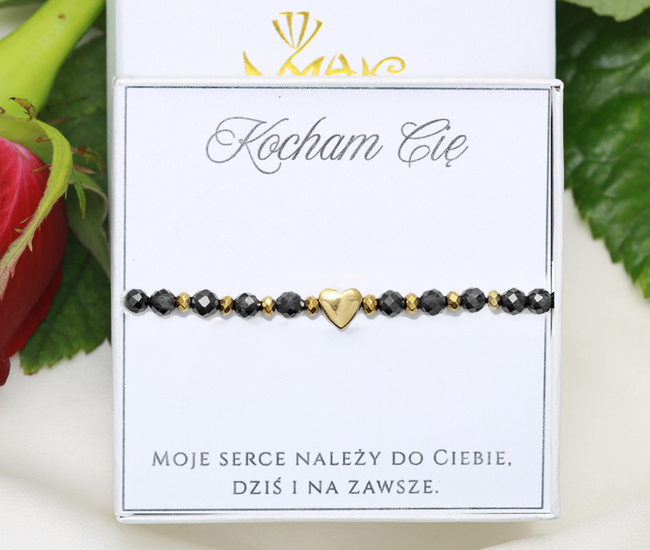 Upominek na Walentynki zestaw bransoletka czarny turmalin  1897/5