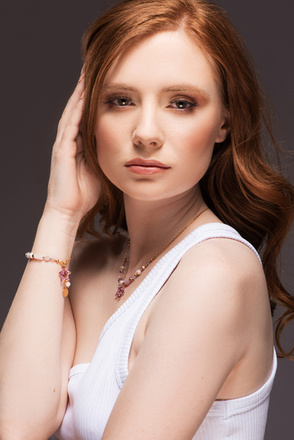 1383/11 bransoletka srebrna 925 pozłacana jasny fiolet