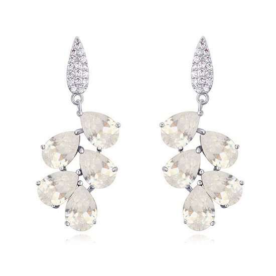 Kol 599/973 Kolczyki ślubne listki z cyrkonii