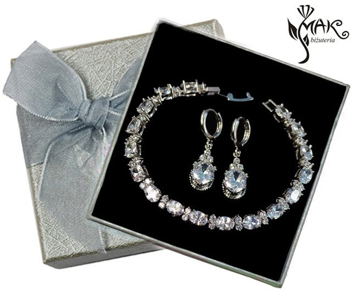 Kpl859 komplet ślubny, biżuteria ślubna z cyrkoniami k599/75 b599/493