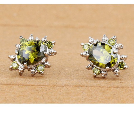 Kol 599/371 KOLCZYKI cyrkonie zielone sztyft