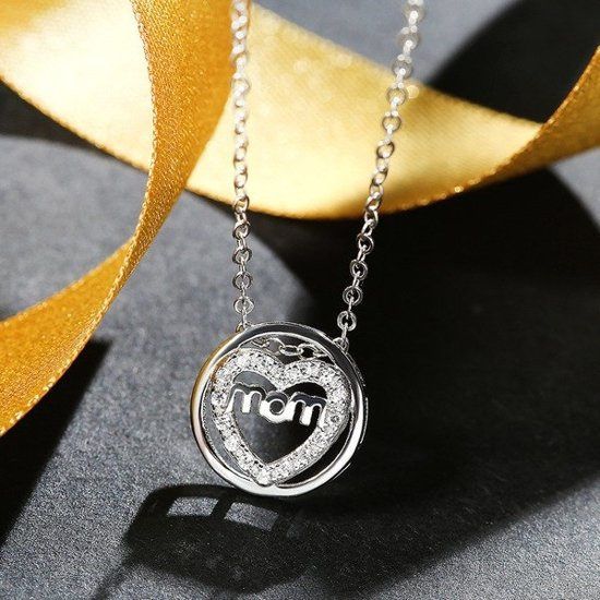 1064/4 wisiorek srebrny dla mamy serce Mom