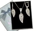 480/86 komplet srebrny listki kolczyki wisiorek