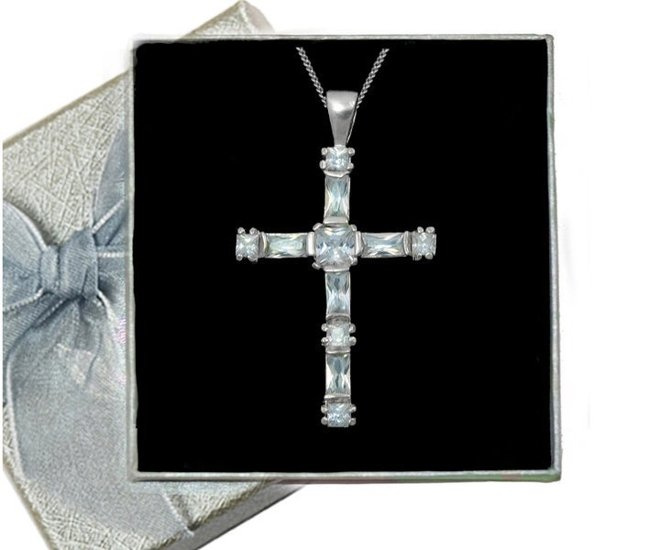 480/268 Wisiorek srebrny z cyrkoniami  krzyż krzyżyk 925