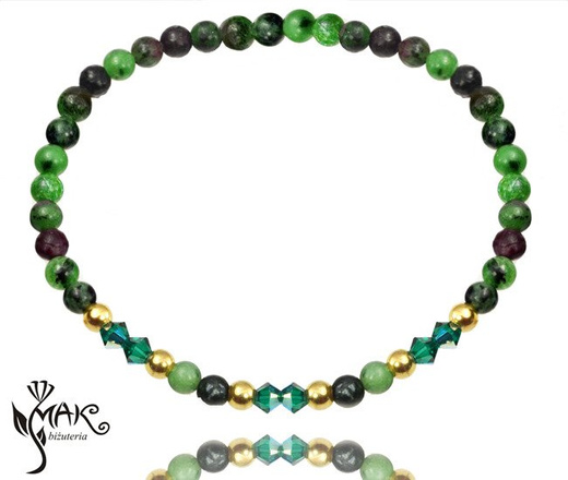 BR950 Bransoletka, zoisyt z rubinem, kryształki Swarovski Element