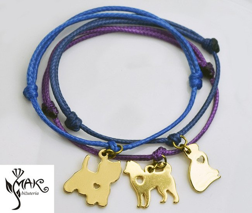 BR842 bransoletka na sznureczku złota kot grawer