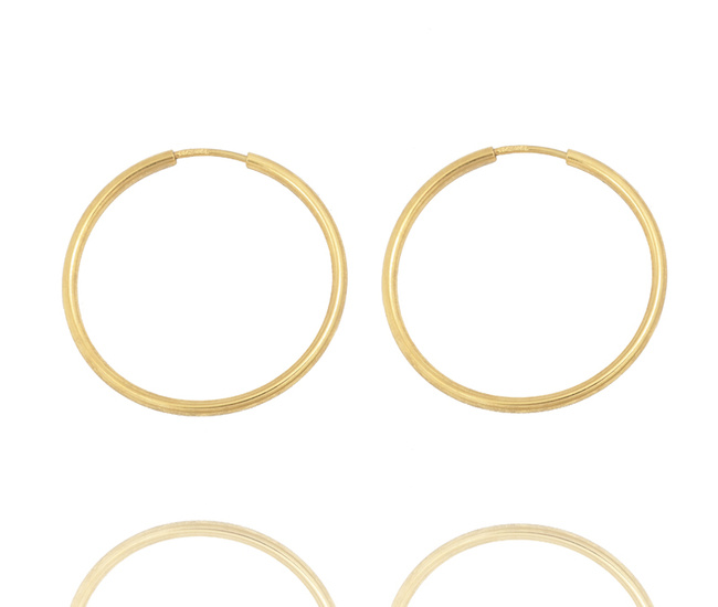 480/474 kolczyki srebrne koła 35 mm pozłacane