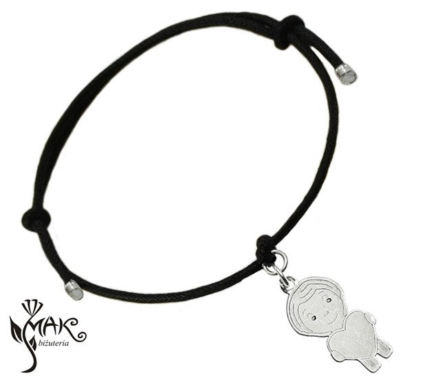 BR483 Bransoletka z grawerem chłopiec, Srebrna 925 na sznurku
