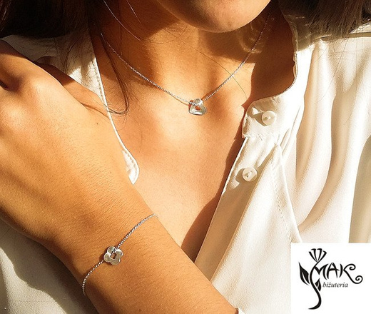 BR744 bransoletka srebro 925 celebrytka serce