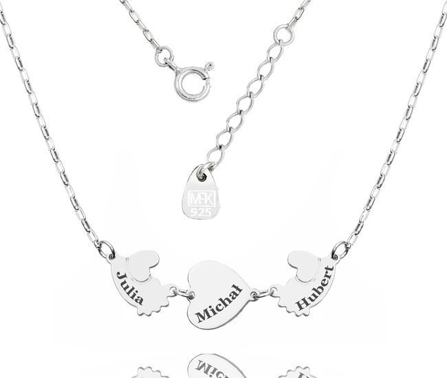 1241 naszyjnik srebrny 925 na łańcuszku serce stópki