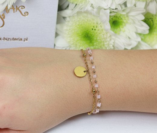 1733/11 bransoletka złocona z grawerem i szklanymi kosteczkami