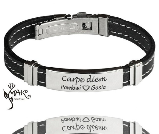 BR612 BRANSOLETKA Z GRAWEREM męska kauczuk