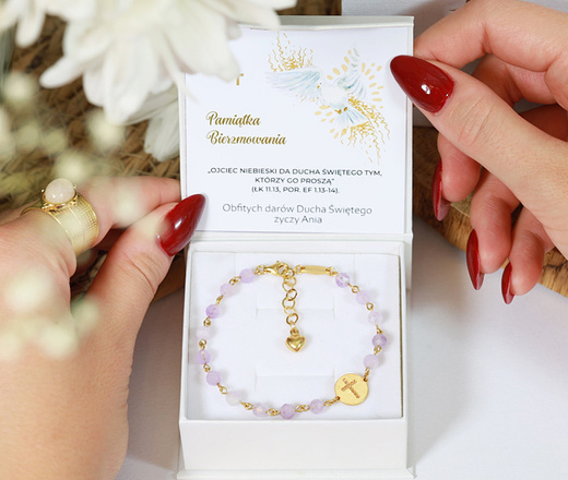1716/2 bransoletka różaniec pozłacane srebro 925 z ametystem