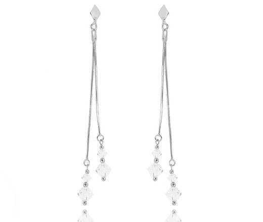 1457 kolczyki srebrne 925 długie podwójne z kryształkami