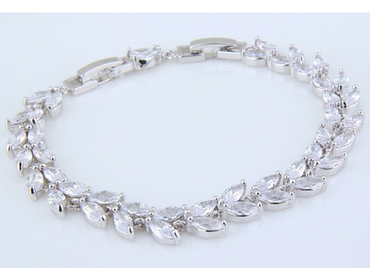 BR599/424 srebrna, CYRKONIE BRANSOLETKA 18 cm