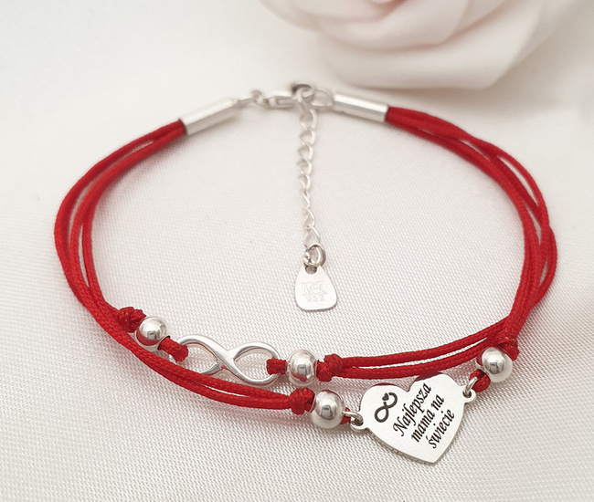 1598 bransoletka z grawerem serduszko i nieskończoność, srebro 925