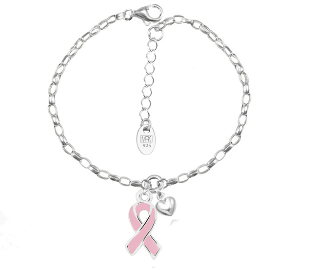 1405 bransoletka srebrna 925 różowa wstążka amazonka z grawerem