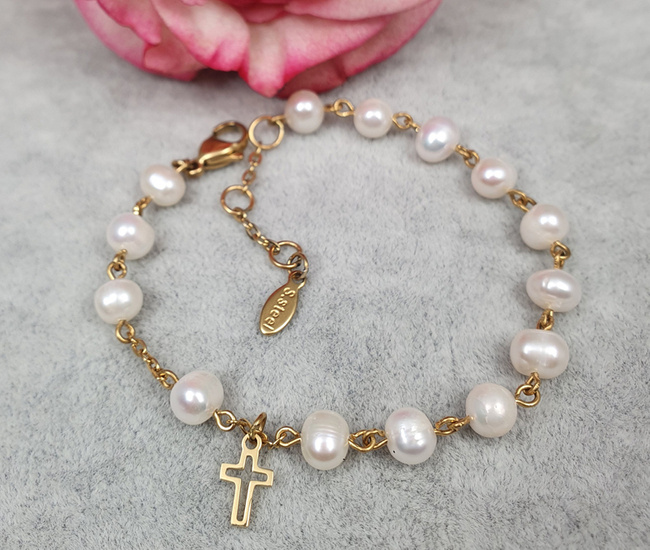 1474 bransoletka różaniec z perełek naturalnych