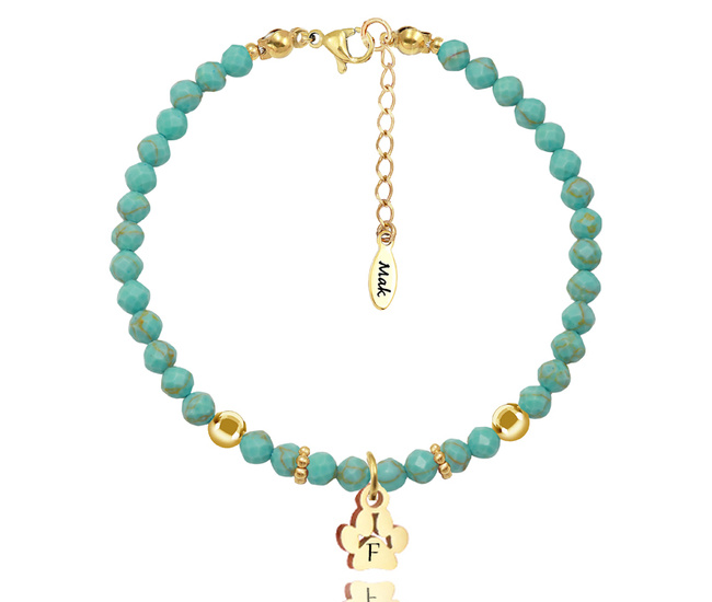 1728/31 bransoletka damska łapka z grawerem amazonit