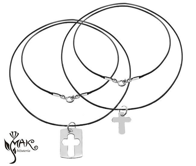 Nk908 NASZYJNIKI Z GRAWEREM  DLA PARY KOMPLET Krzyżyk