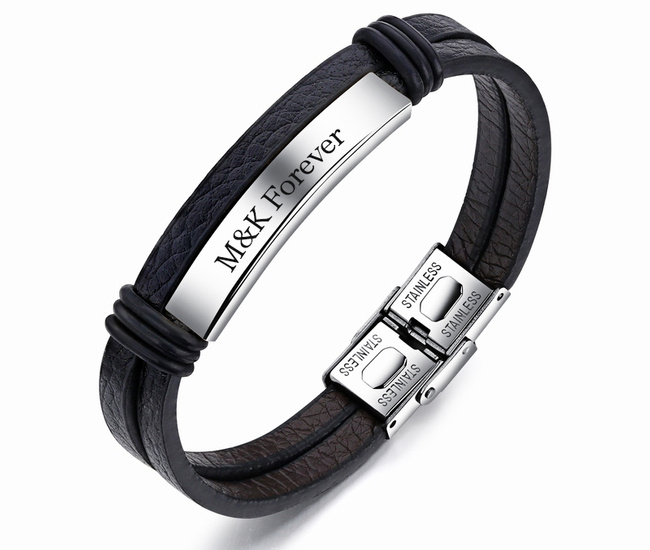 599/995 męska bransoletka z grawerem skórzana